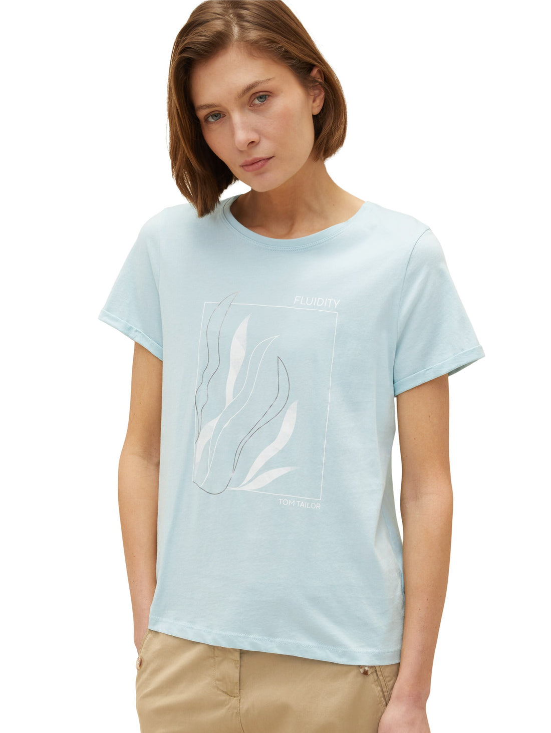 Pastel Blue Short Sleeve Graphic Crew Neck T-Shirt