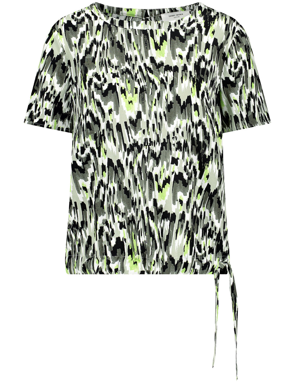 Patterned Blouse Top With A Drawstring In The Hem