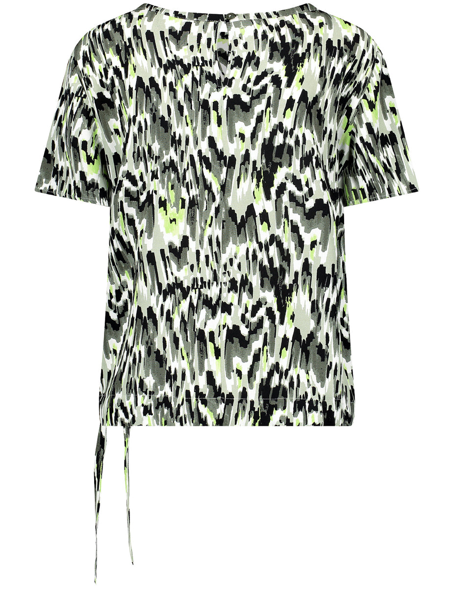 Patterned Blouse Top With A Drawstring In The Hem