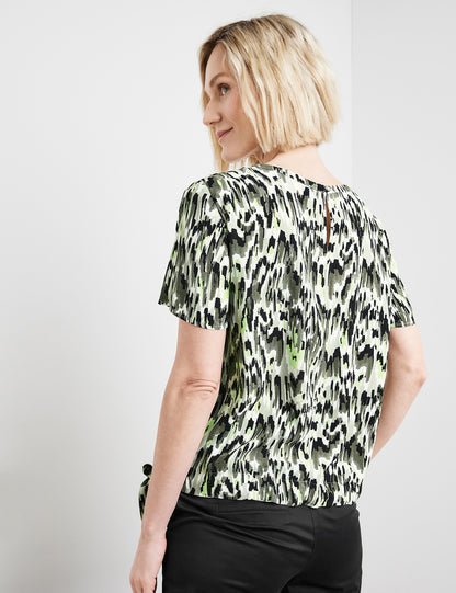 Patterned Blouse Top With A Drawstring In The Hem