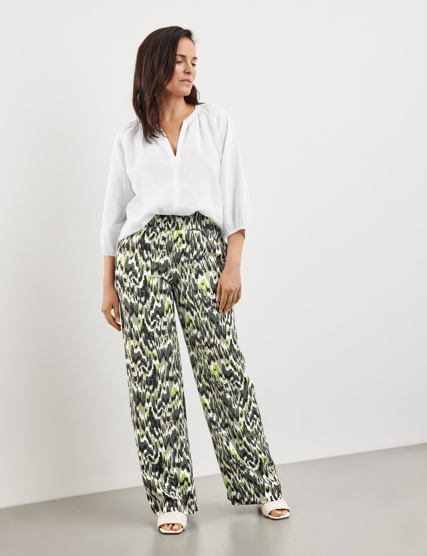 Patterned Jersey Trousers With A Wide Leg