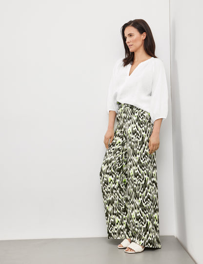 Patterned Jersey Trousers With A Wide Leg