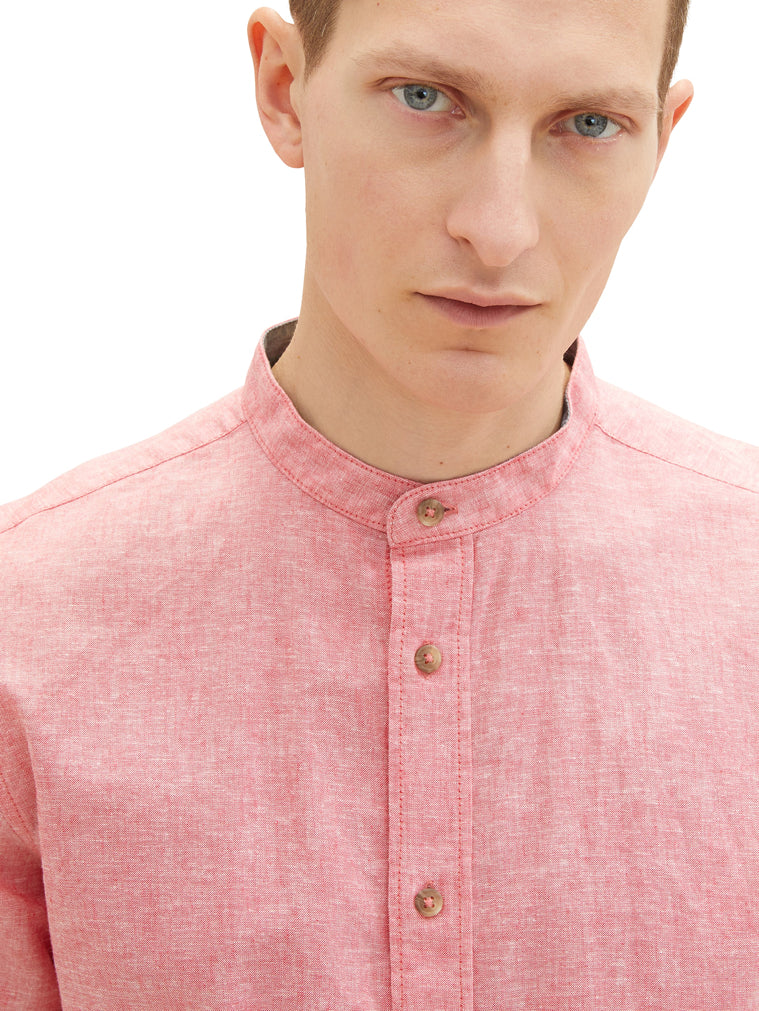 Pink Long Sleeve Round Collar Shirt