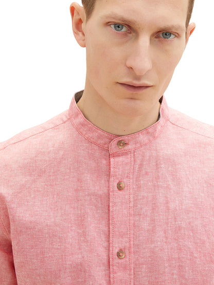 Pink Long Sleeve Round Collar Shirt