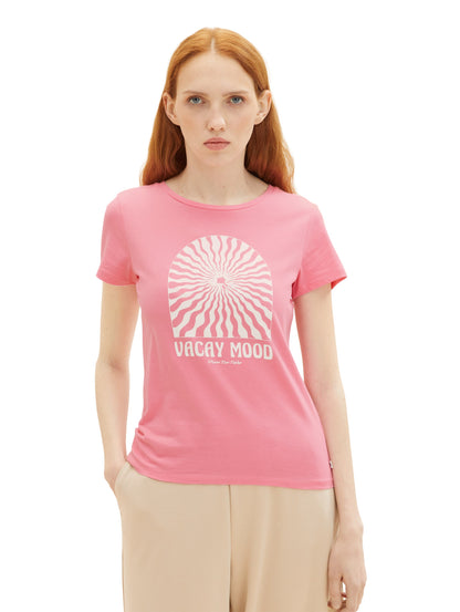 Pink Short Sleeve Round Neck Graphic T-Shirt