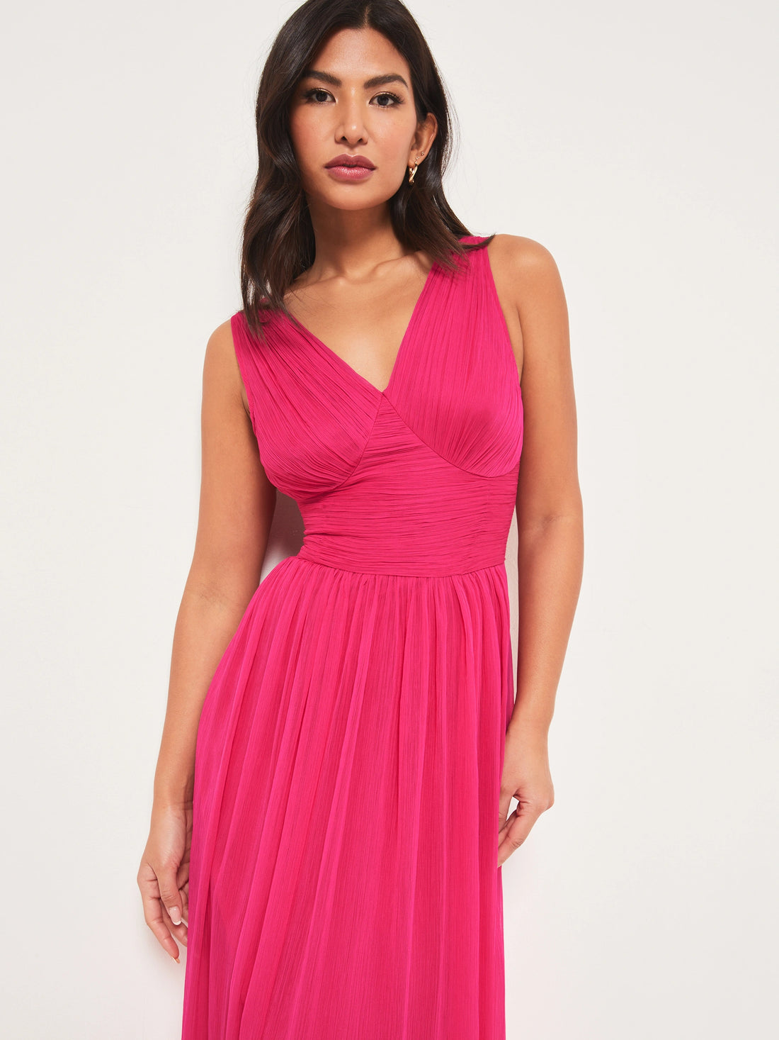 Pink Sleeveless V-Neck Maxi Dress