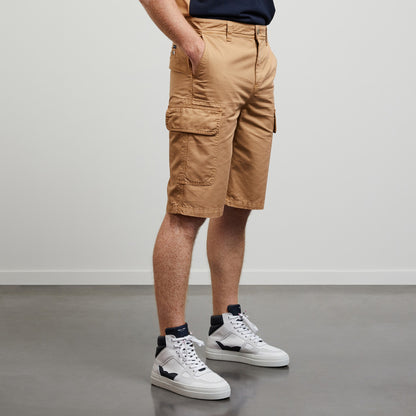 Plain Beige Cargo Bermudas - 02