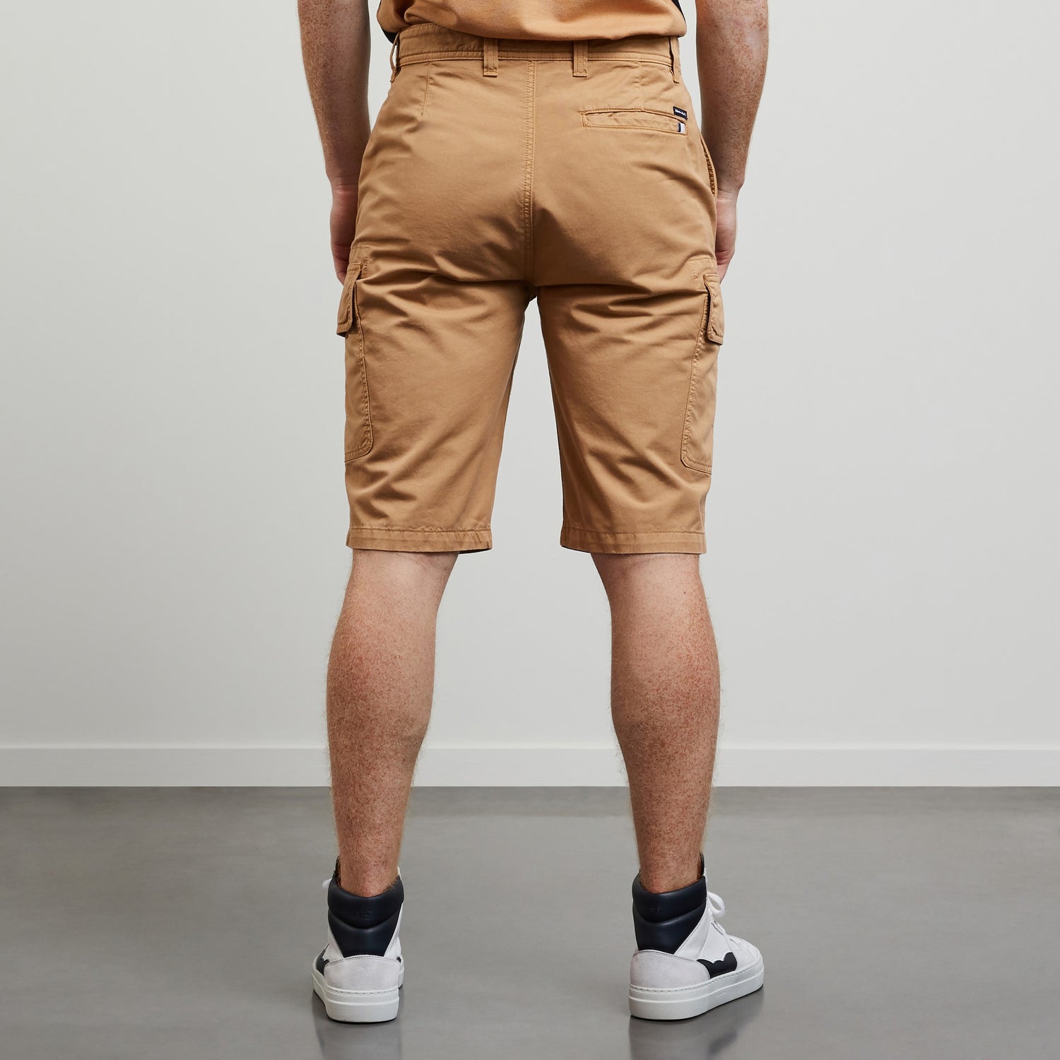 Plain Beige Cargo Bermudas - 03