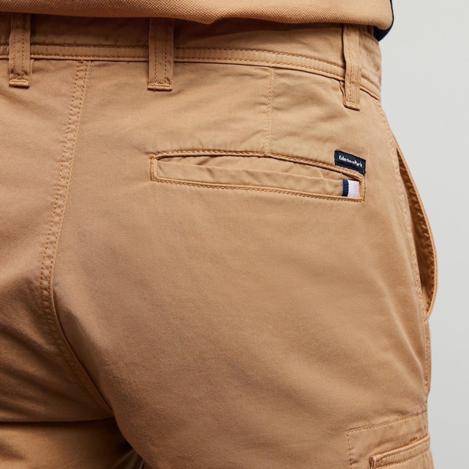 Plain Beige Cargo Bermudas - 05