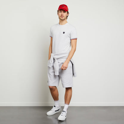 Plain Grey T-Shirt With Tricolour Trims - 01