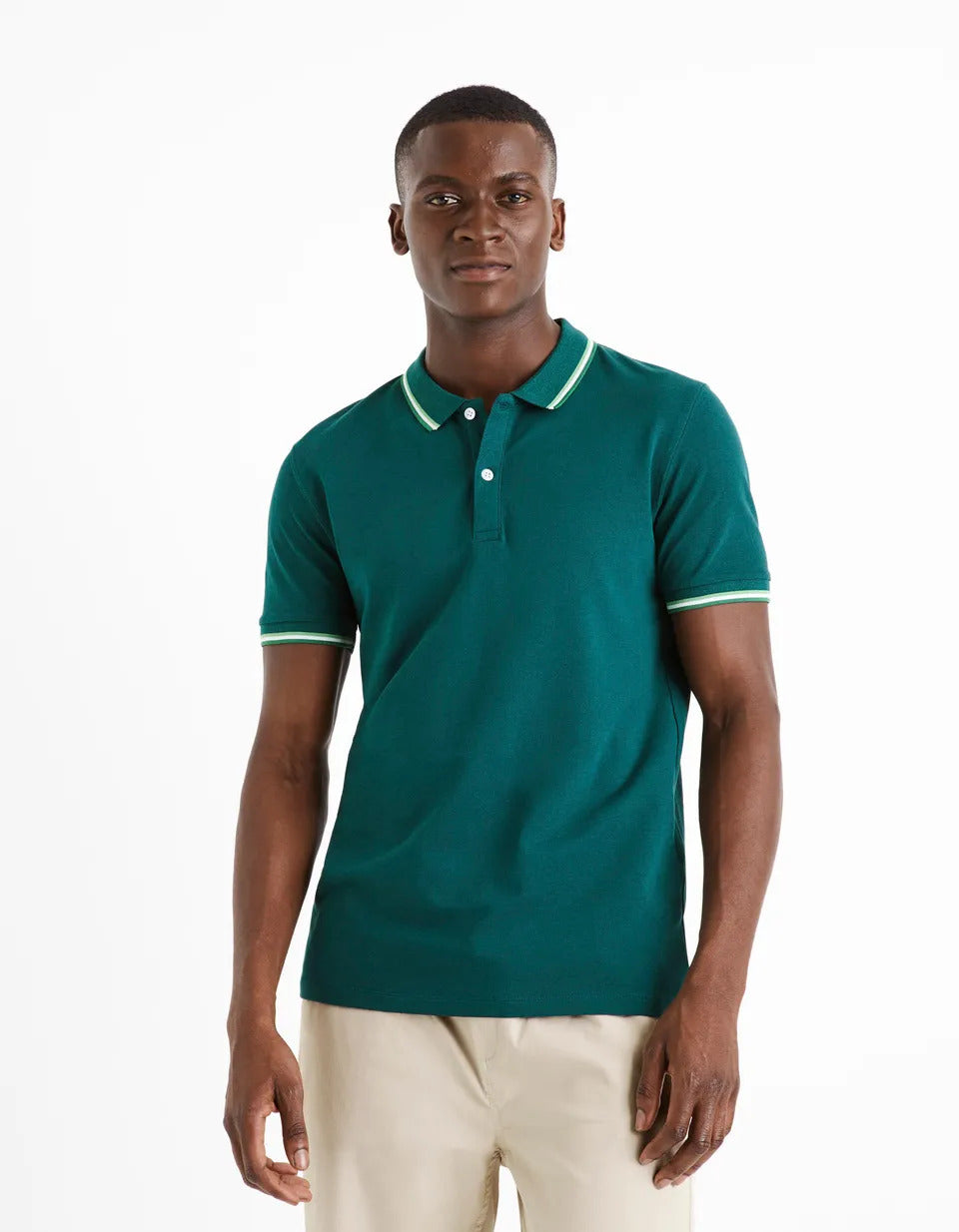 Polo Piqué And Cotton Elastane -Dark Green - 01