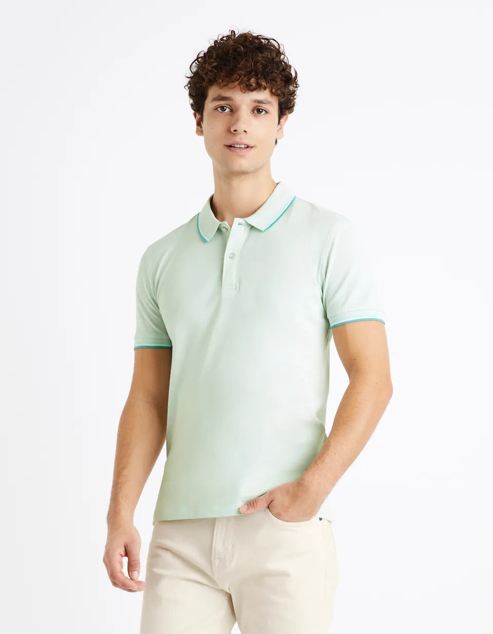 Polo Piqué And Cotton Elastane - Green - 01