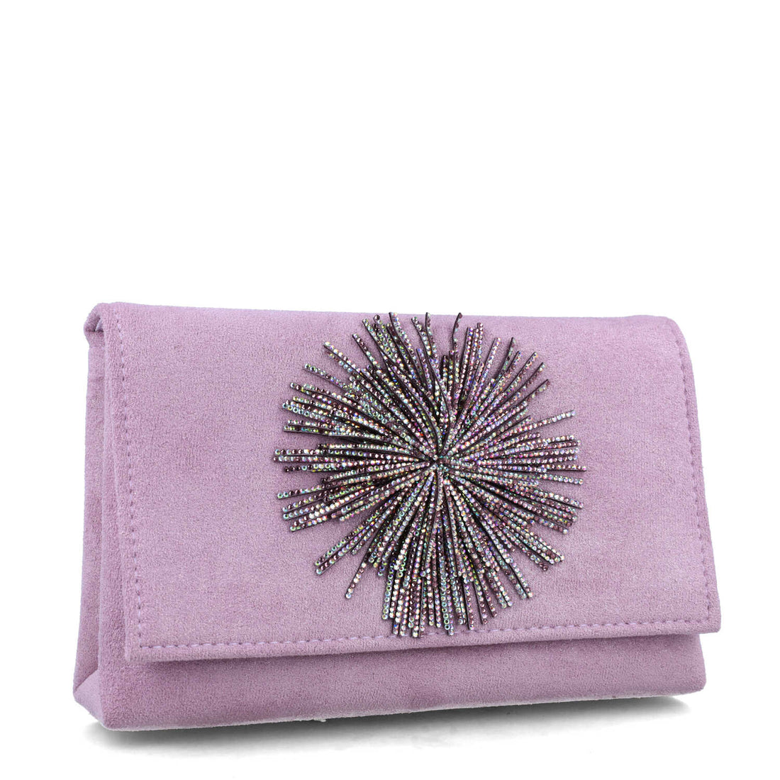 Purple Embellished Clutch Bag
