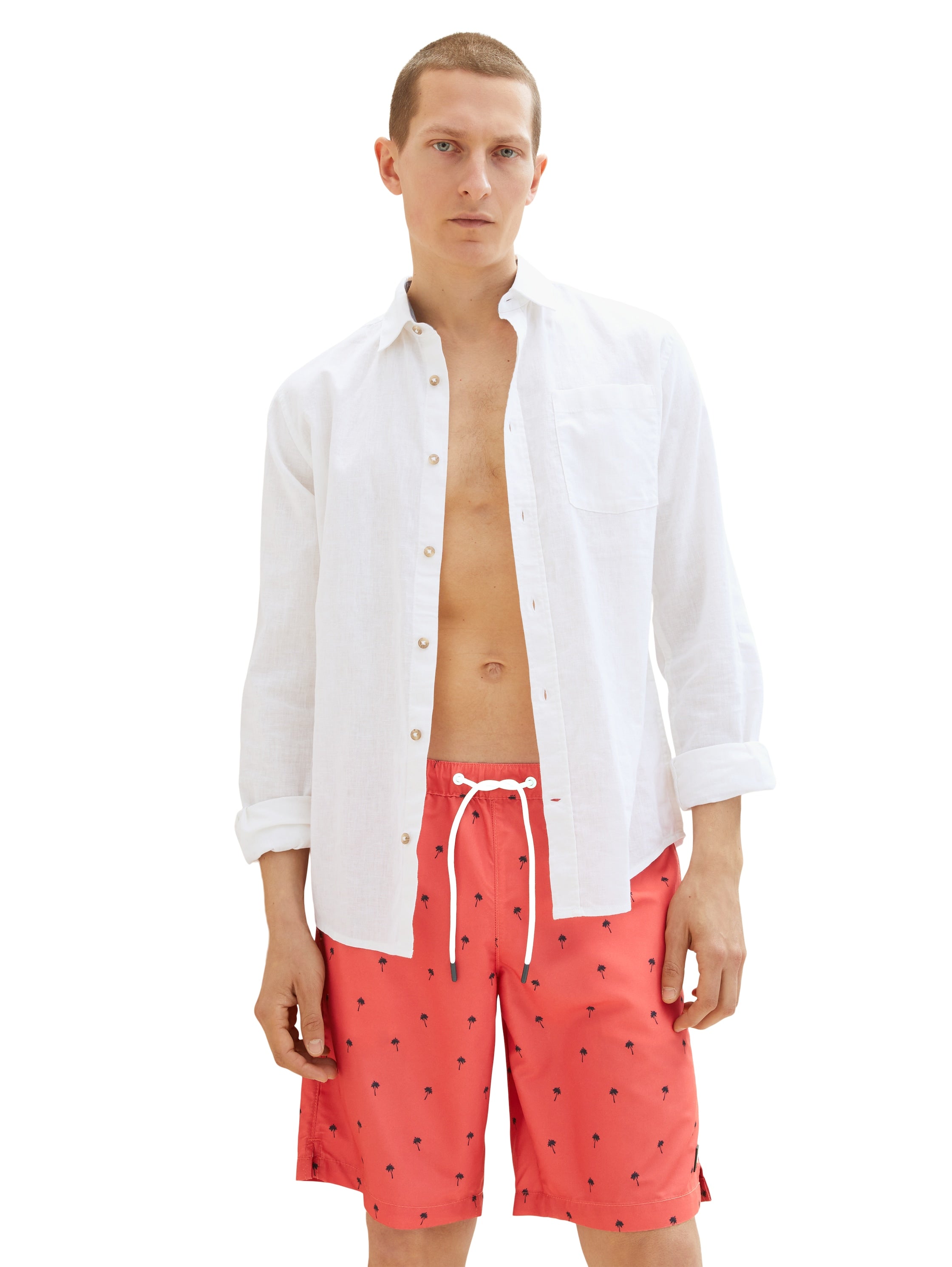 Red All-Over Print Swimming Trunks - BEVAVA