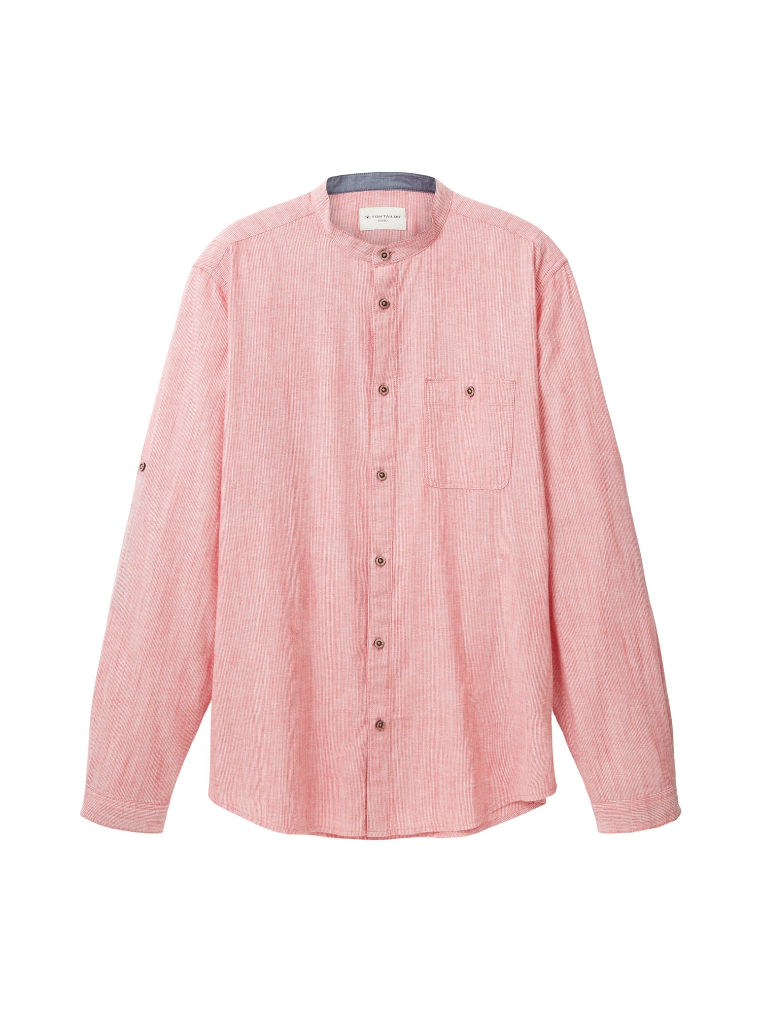Red Long Sleeve Pinstriped Round Neck Shirt Tom Tailor