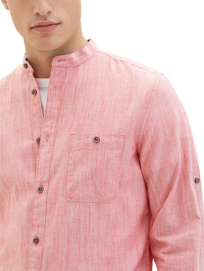 Red Long Sleeve Pinstriped Round Neck Shirt Tom Tailor