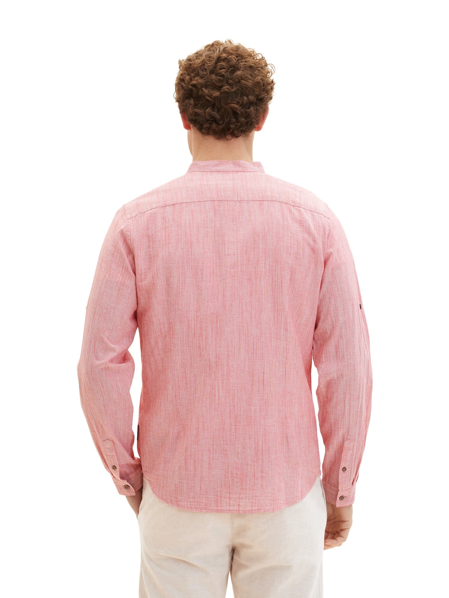 Red Long Sleeve Pinstriped Round Neck Shirt Tom Tailor