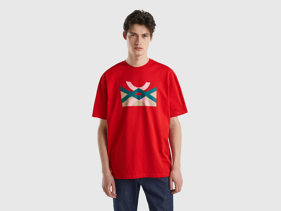 Red T-Shirt With Logo Print