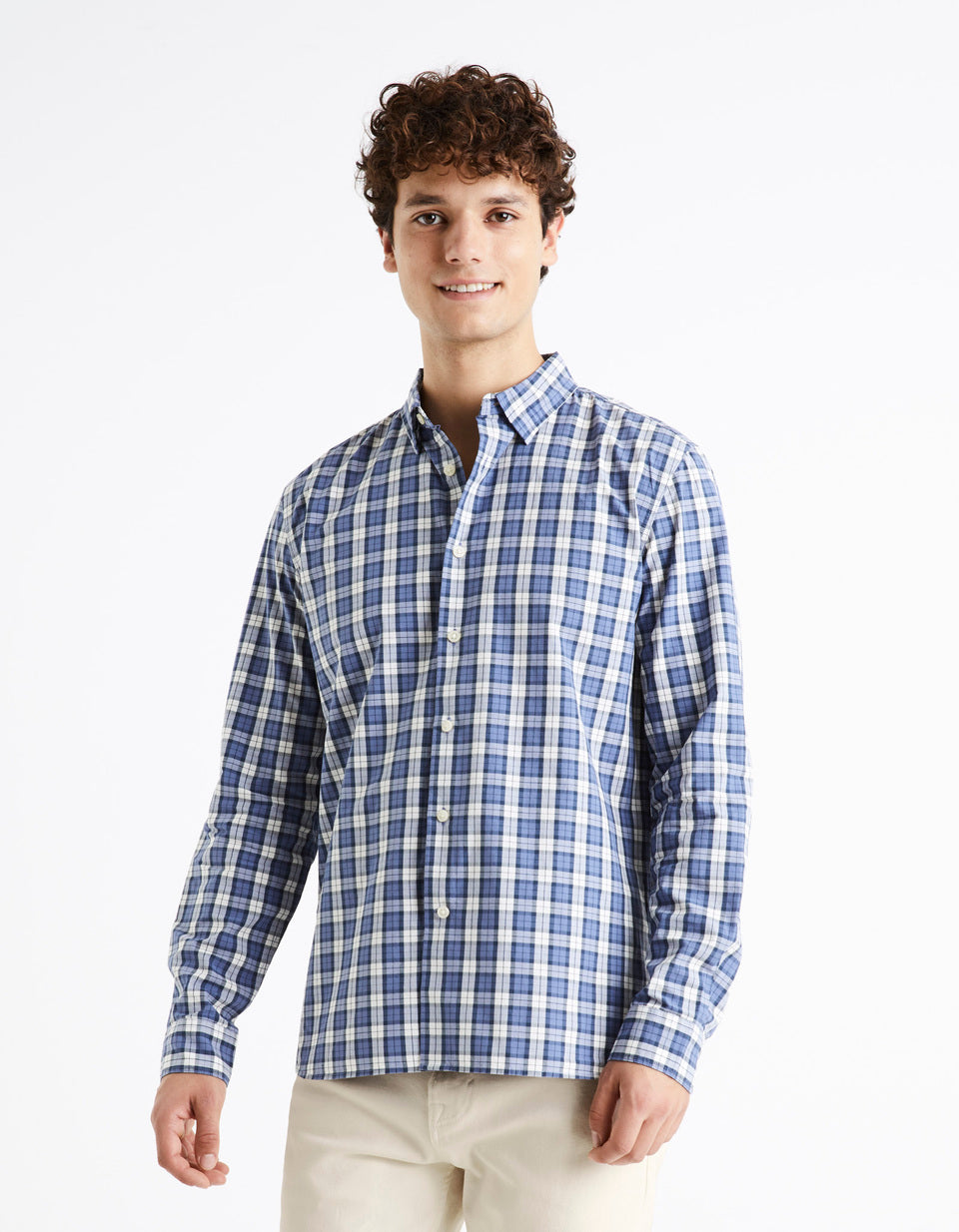 Regular-Fit 100% Cotton Oxford Shirt - Blue - 01