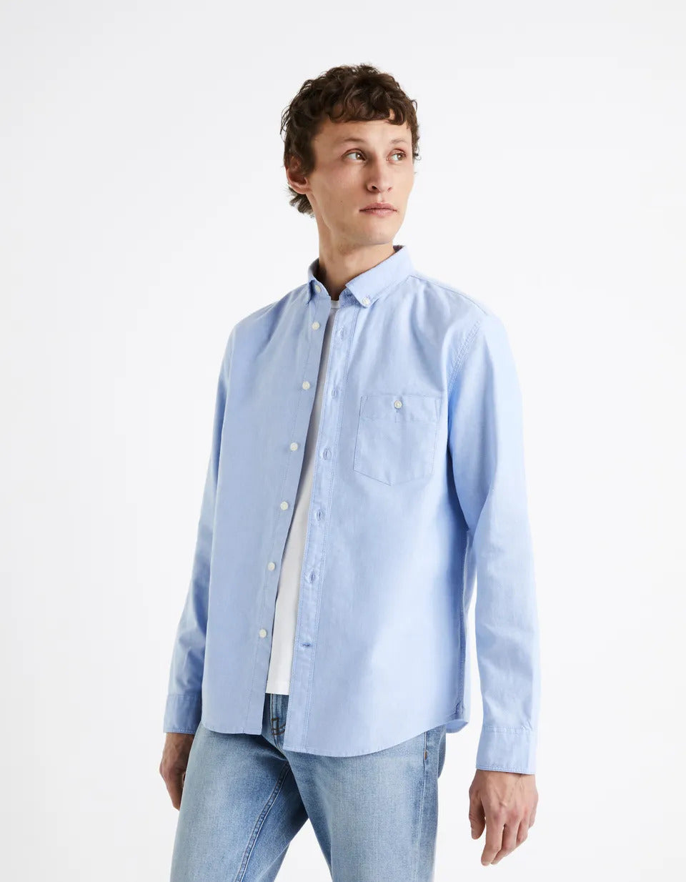 Regular-Fit 100% Cotton Oxford Shirt - Light Blue - 01