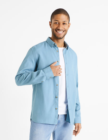 Regular-Fit 100% Cotton Shirt - Blue - 01
