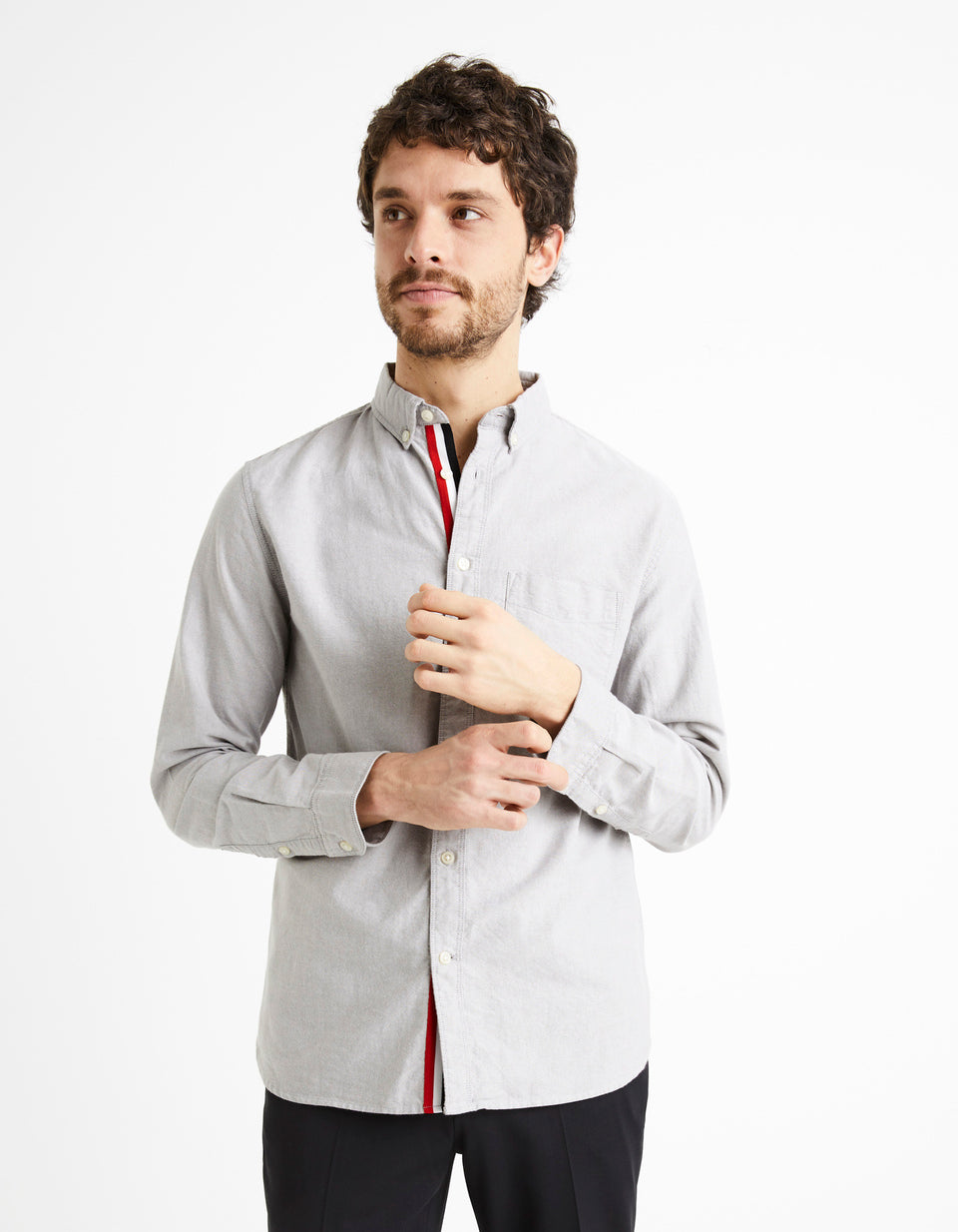 Regular-Fit 100% Cotton Shirt - Gray - 01