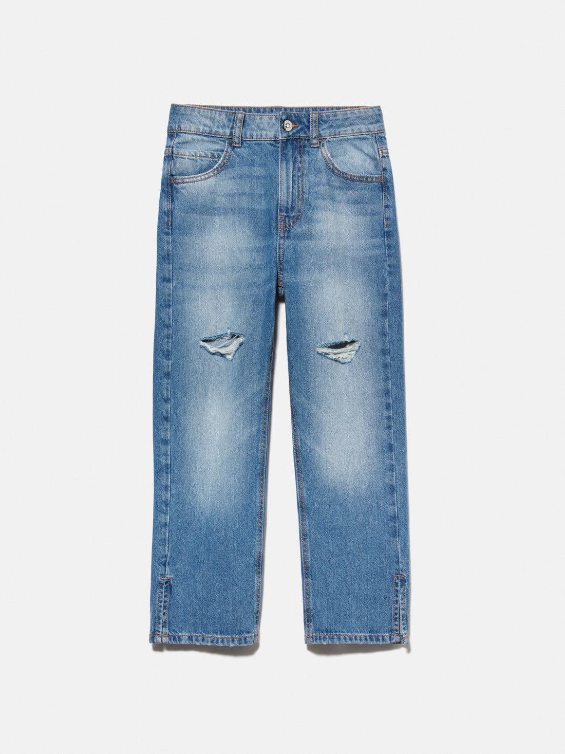 Regular Fit Jeans With Rips - 01