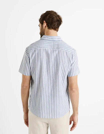Regular-Fit Linen And Cotton Shirt - Blue - 02