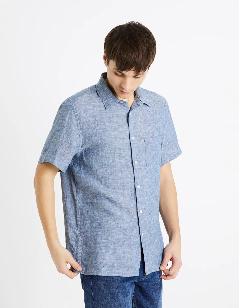 Regular-Fit 100% Linen Shirt - Chambray - 01