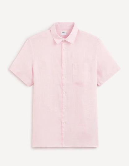 Regular-Fit 100% Linen Shirt - Light Pink - 03