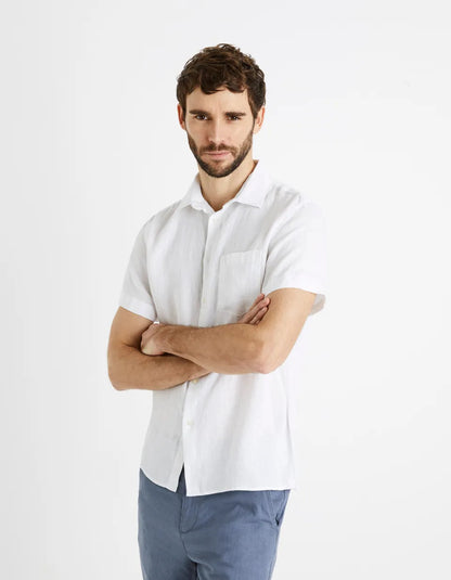Regular-Fit 100% Linen Shirt - White - 01