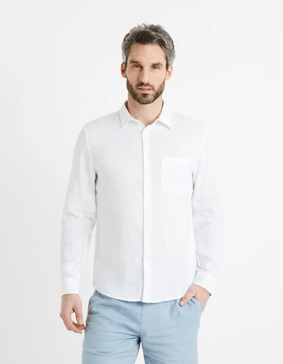 Regular Shirt 100% Linen - Blanc - 01