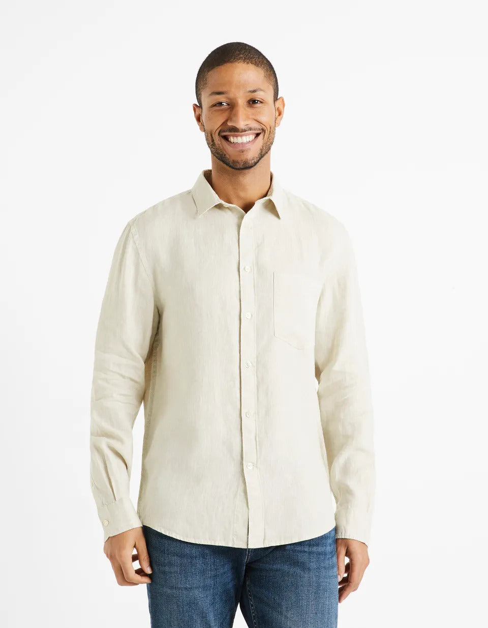 Regular Shirt 100% Linen - Natural - 01