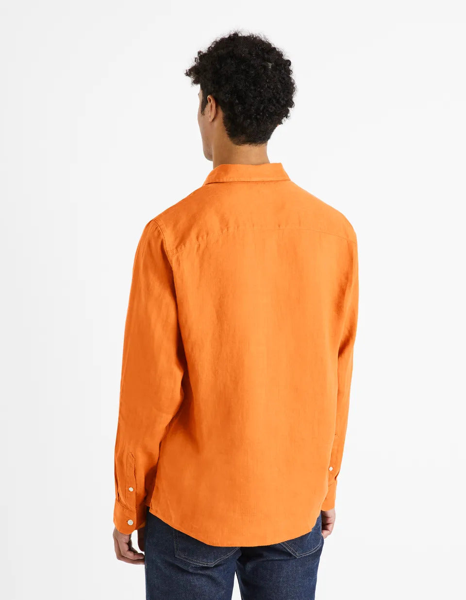 Regular Shirt 100% Linen - Orange - 02