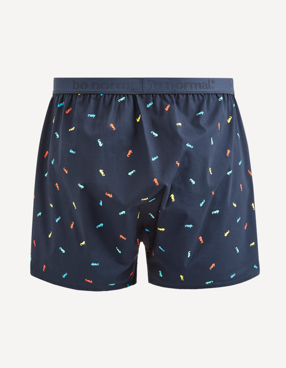 Seahorse Cotton Poplin Boxer Shorts - Navy - 02