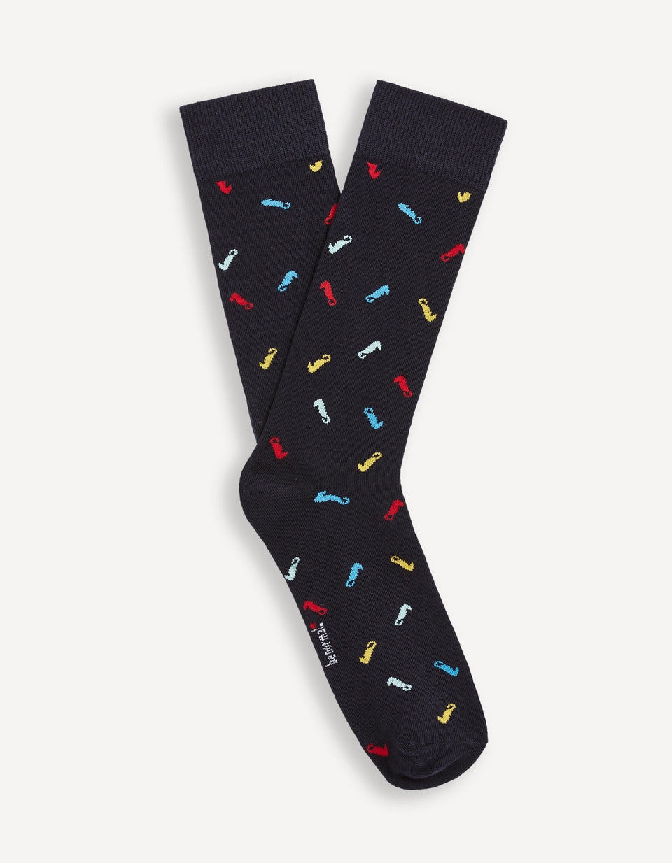 Seahorse Knee-High Cotton-Blend Socks - Navy - 01