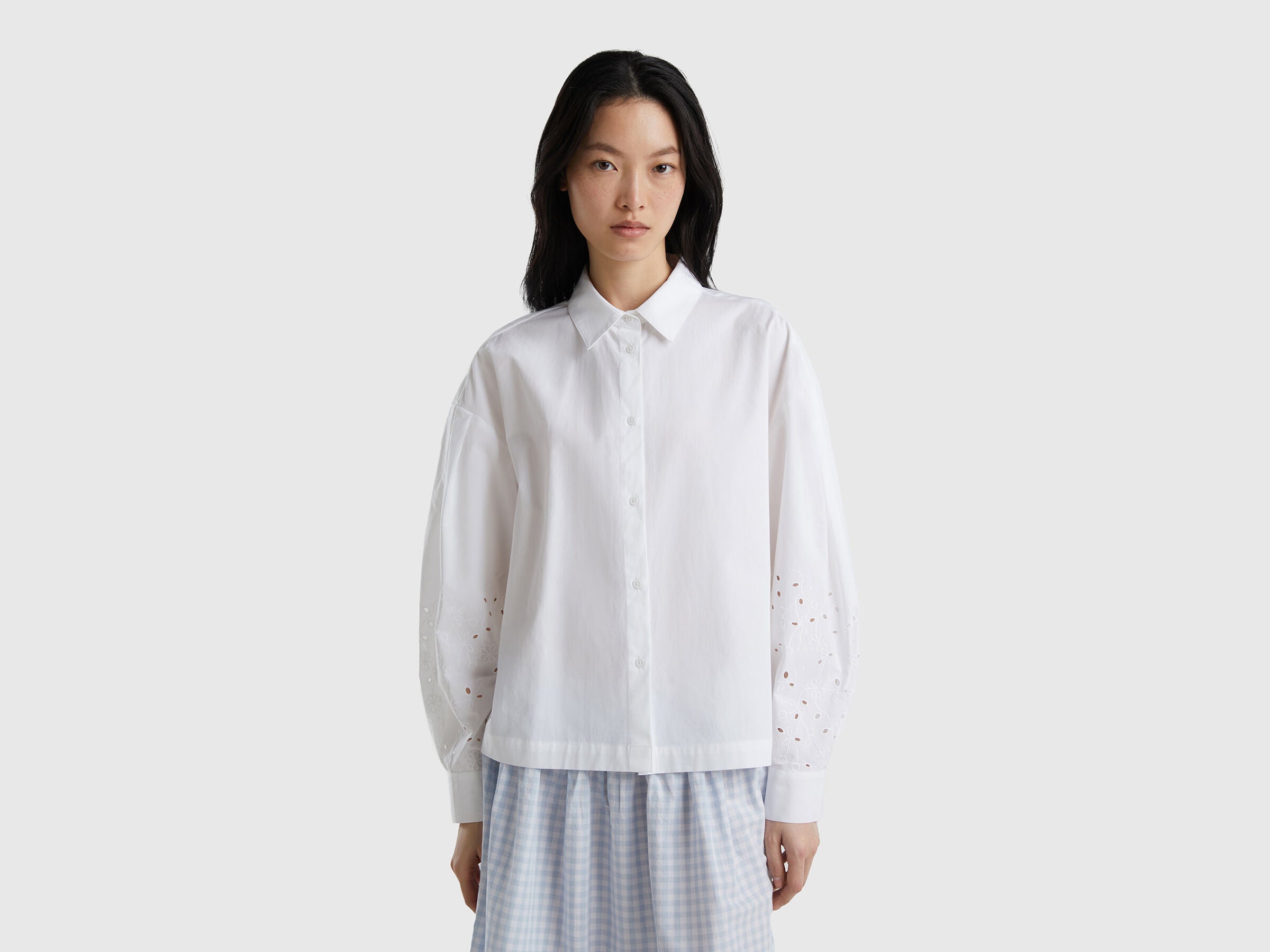 Shirt With Broderie Anglaise Sleeves