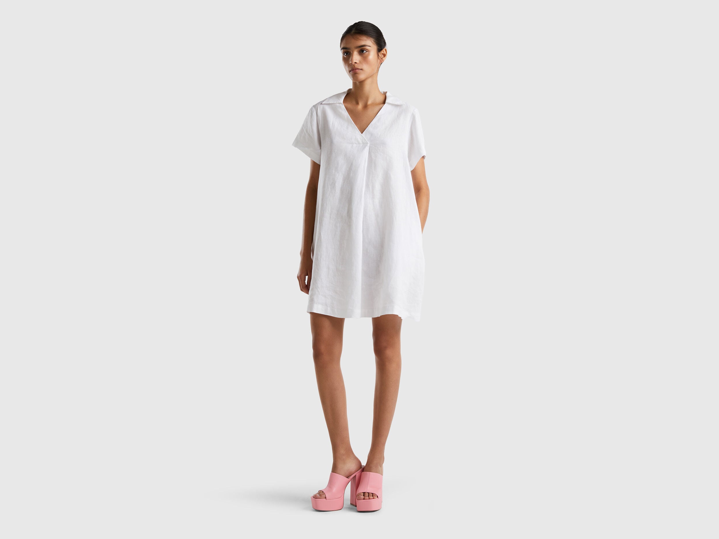 Short Dress In Pure Linen