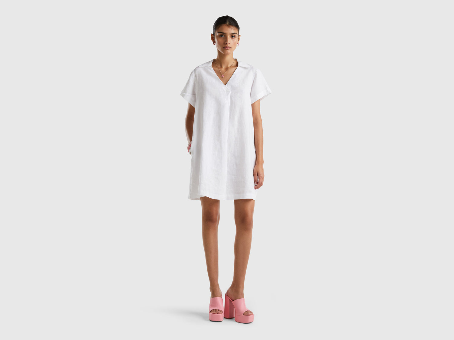 Short Dress In Pure Linen