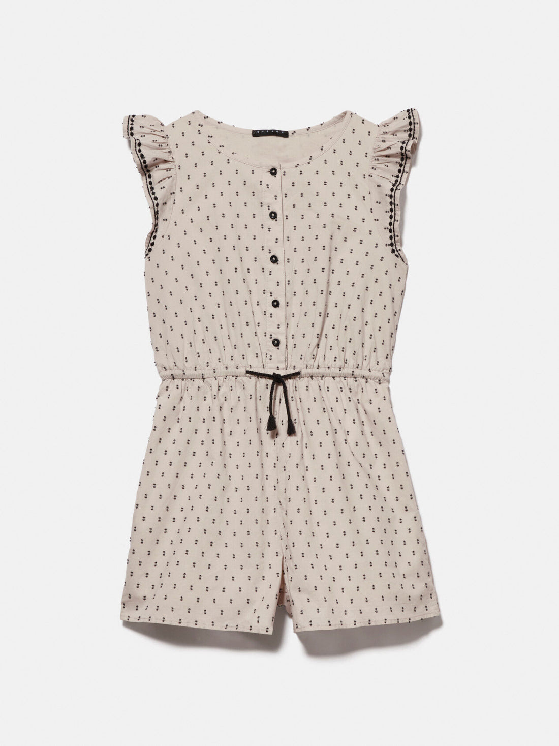 Short Jumpsuit With Embroidery And Ruffles