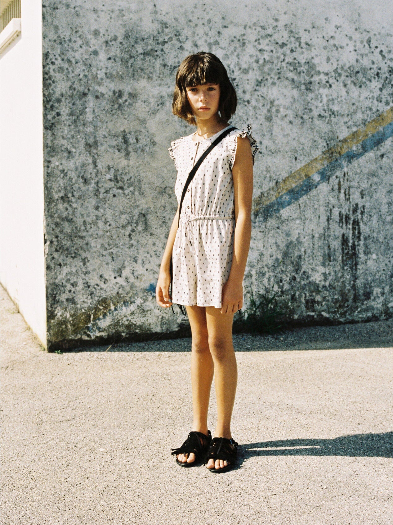 Short Jumpsuit With Embroidery And Ruffles