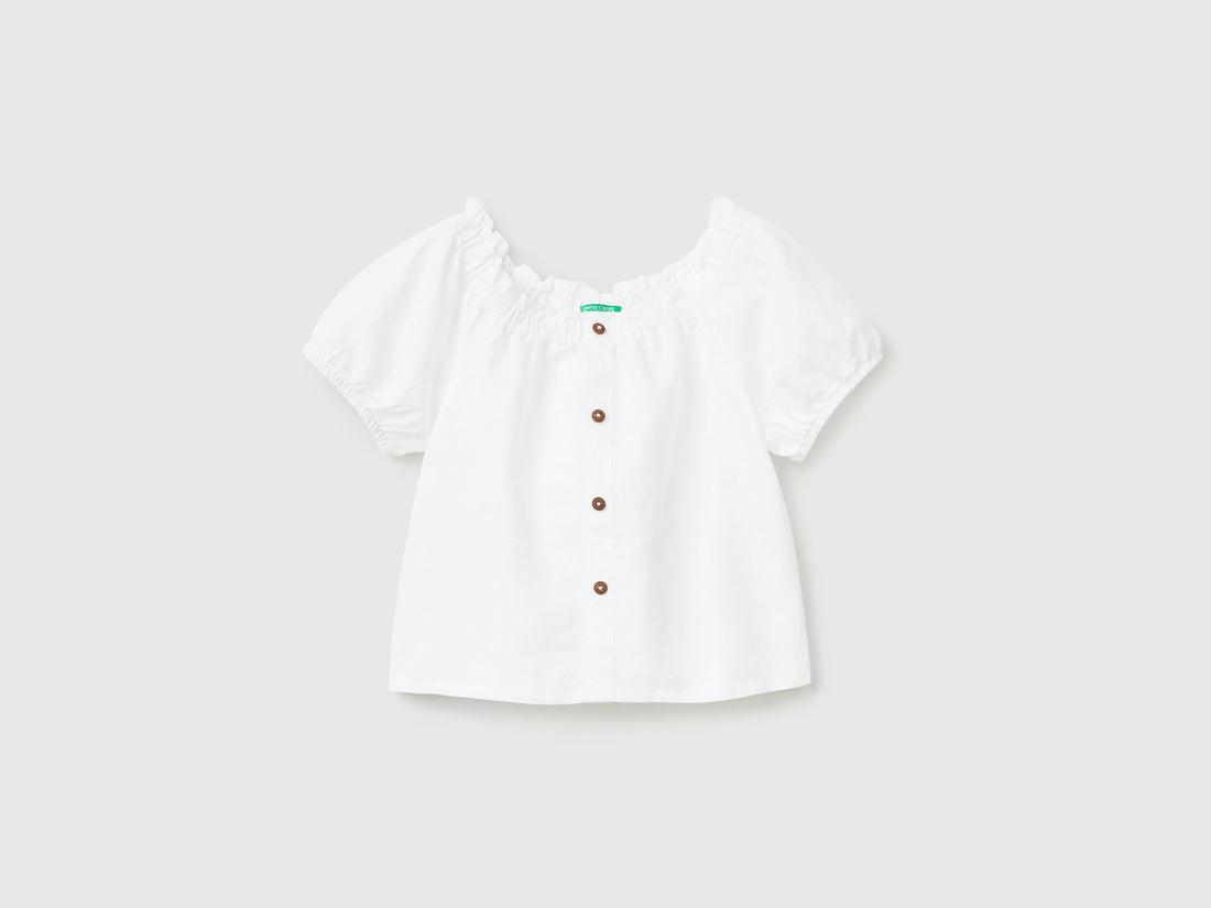 Short Sleeve Blouse In Linen Blend - 01