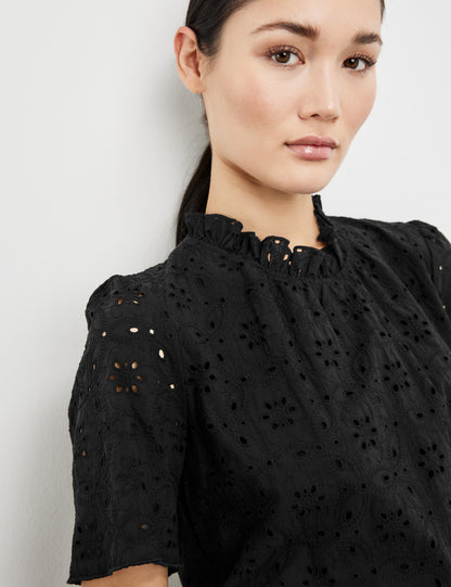 Short Sleeve Blouse With Broderie Anglaise