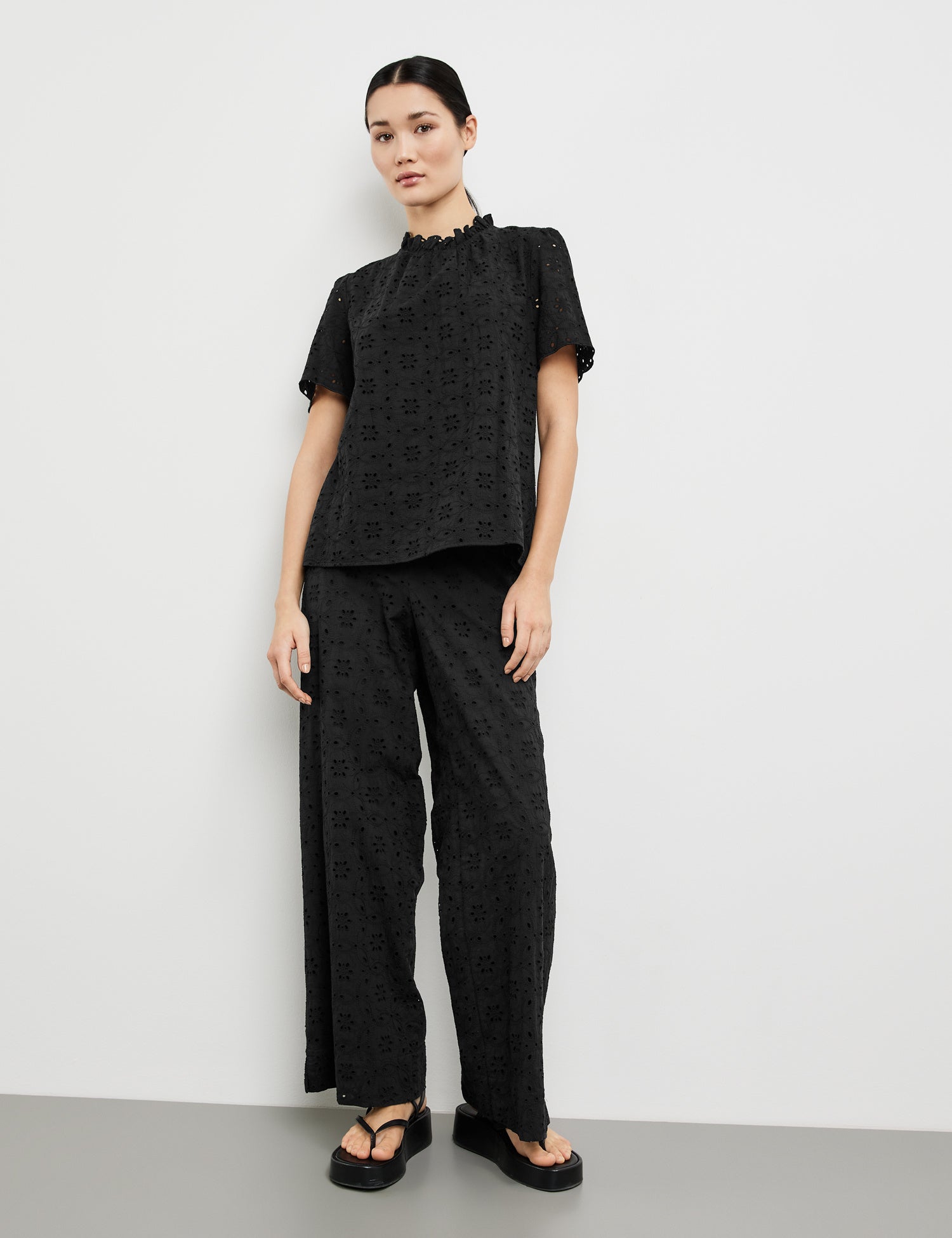 Short Sleeve Blouse With Broderie Anglaise