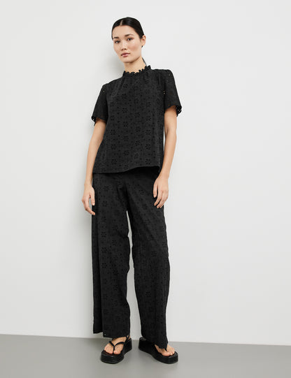 Short Sleeve Blouse With Broderie Anglaise