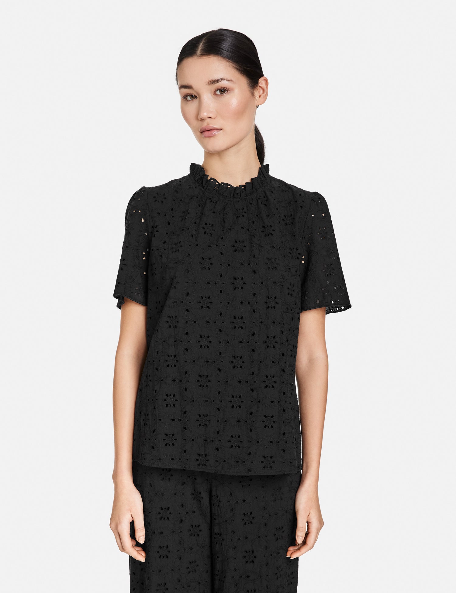Short Sleeve Blouse With Broderie Anglaise