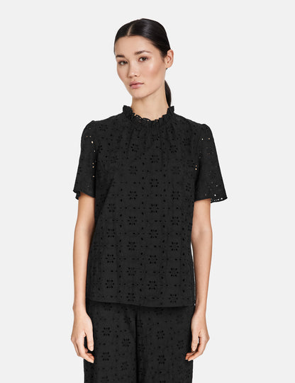Short Sleeve Blouse With Broderie Anglaise