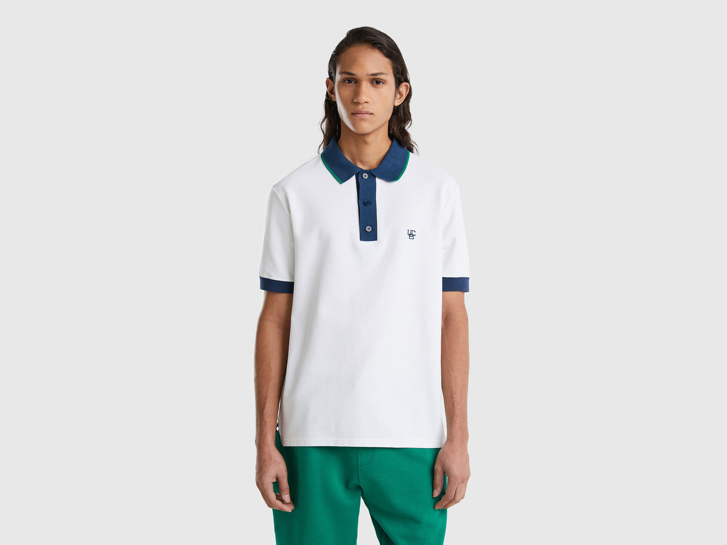 Short Sleeve Polo With Clashing Hem - 01