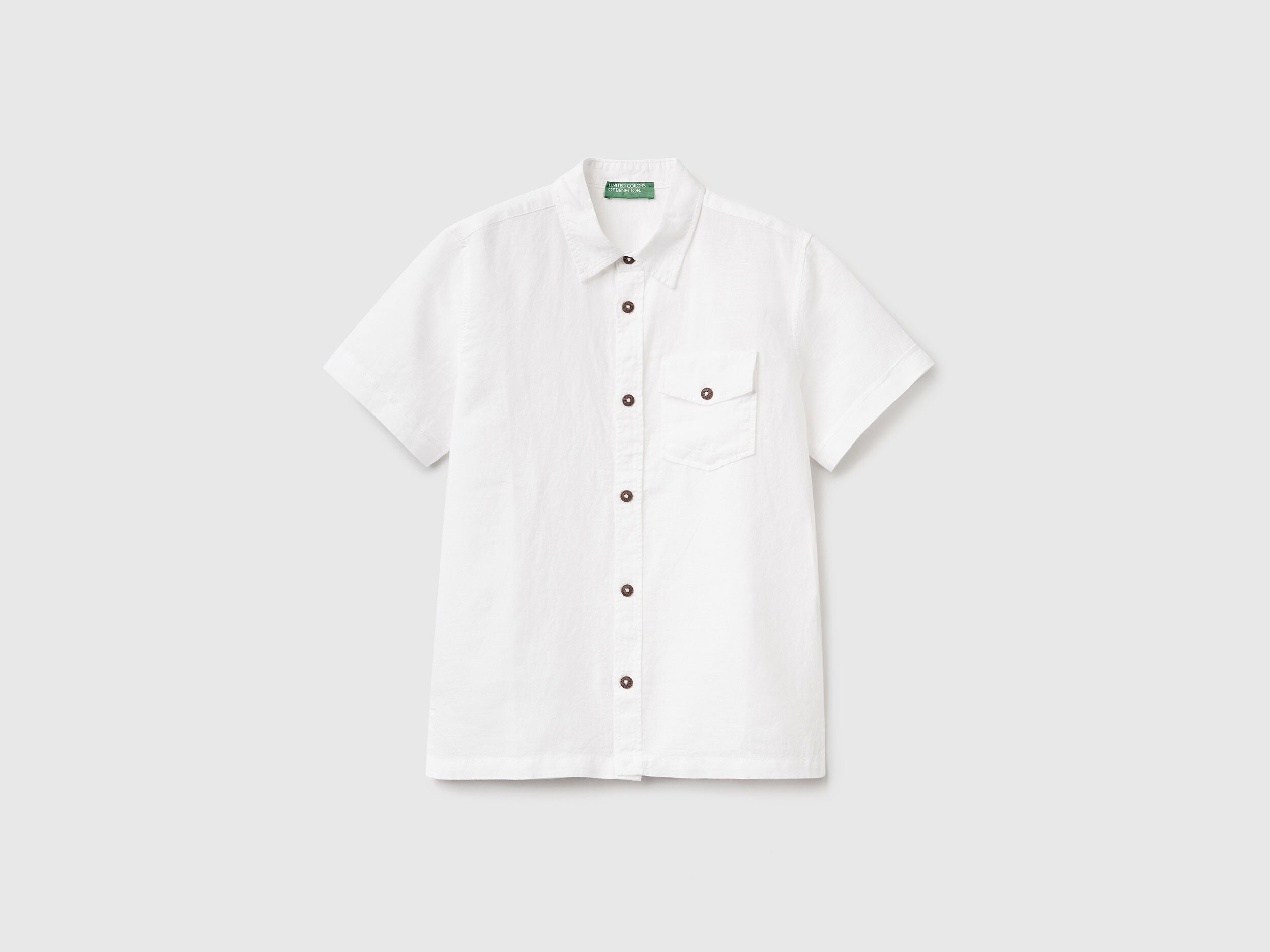 Short Sleeve Shirt In Linen Blend