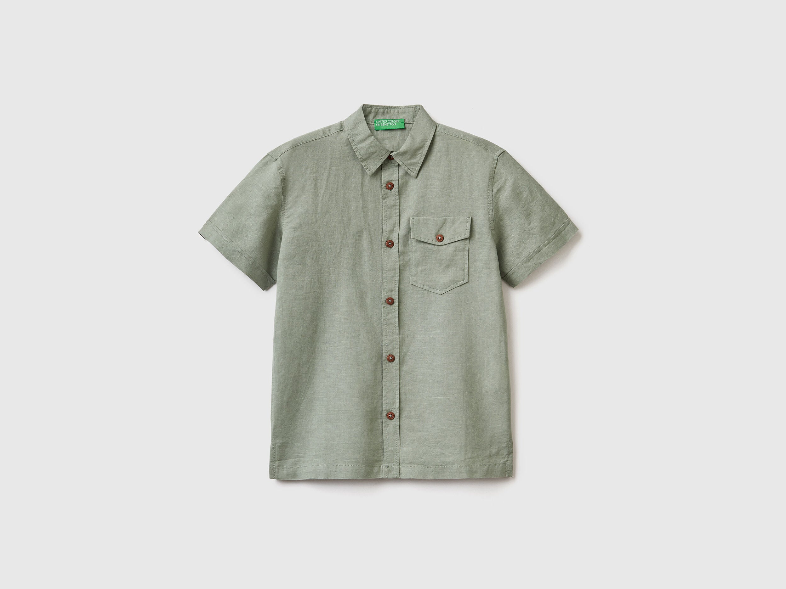 Short Sleeve Shirt In Linen Blend